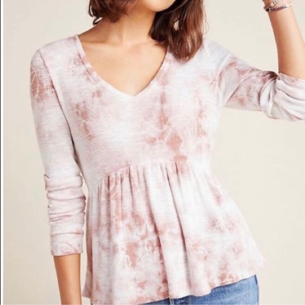 NWT Anthropologie T.La Jill Babydoll Tie Dye Peplum Top‎